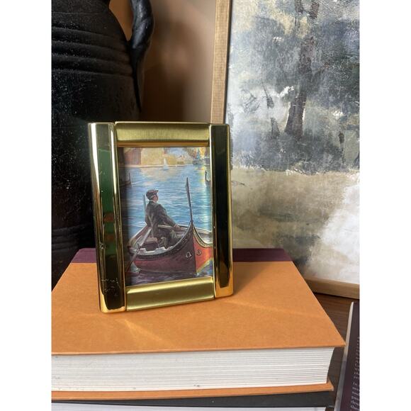 Gold Monochrome Picture Frame Two Tone Holds 3.5x5 Picture Console Table Decor - Picture 3 of 9